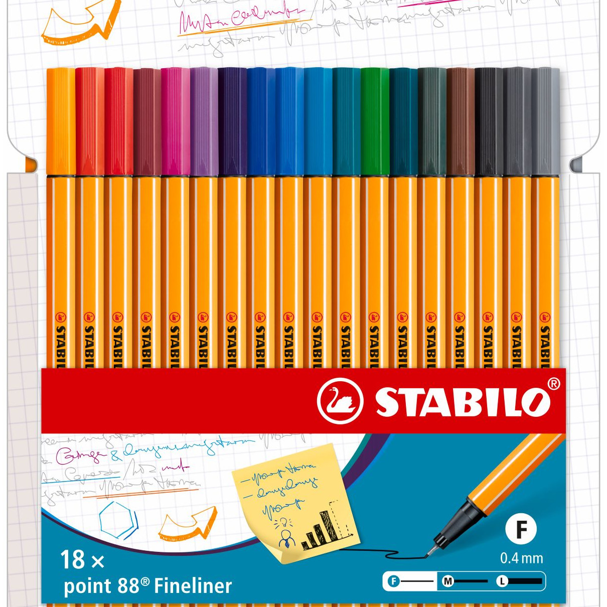STABILO point 88 ARTY Fineliner  - Wallet of 18 - Assorted Colours